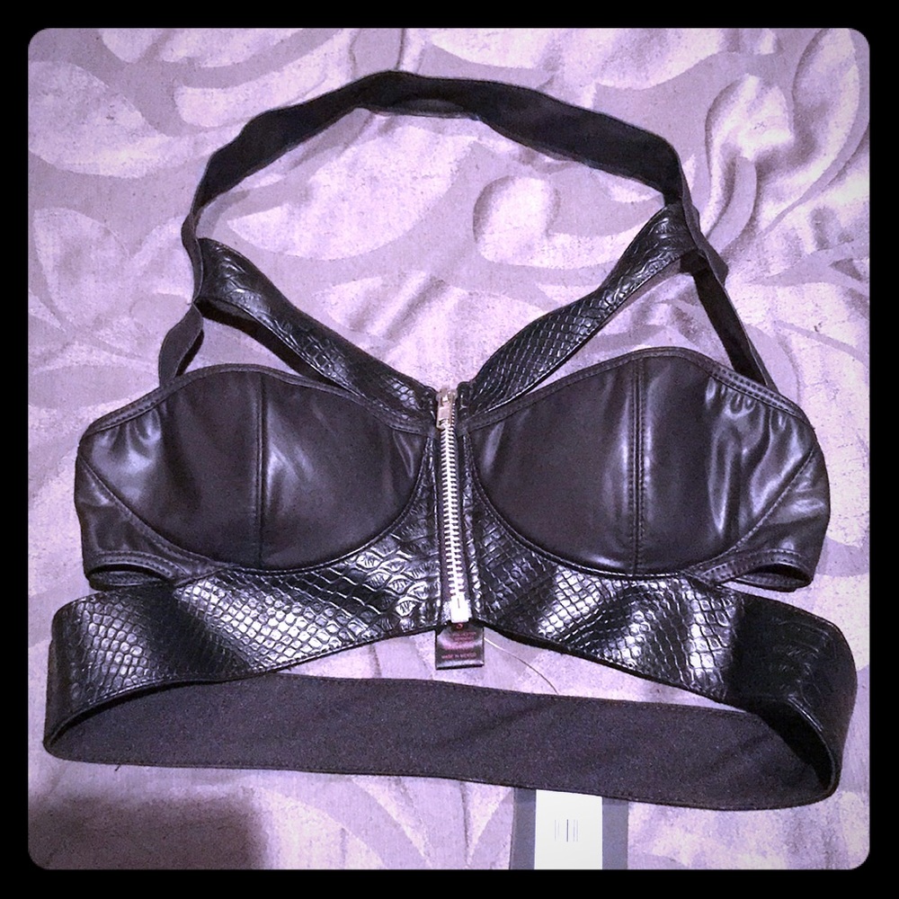 Leather look bra top